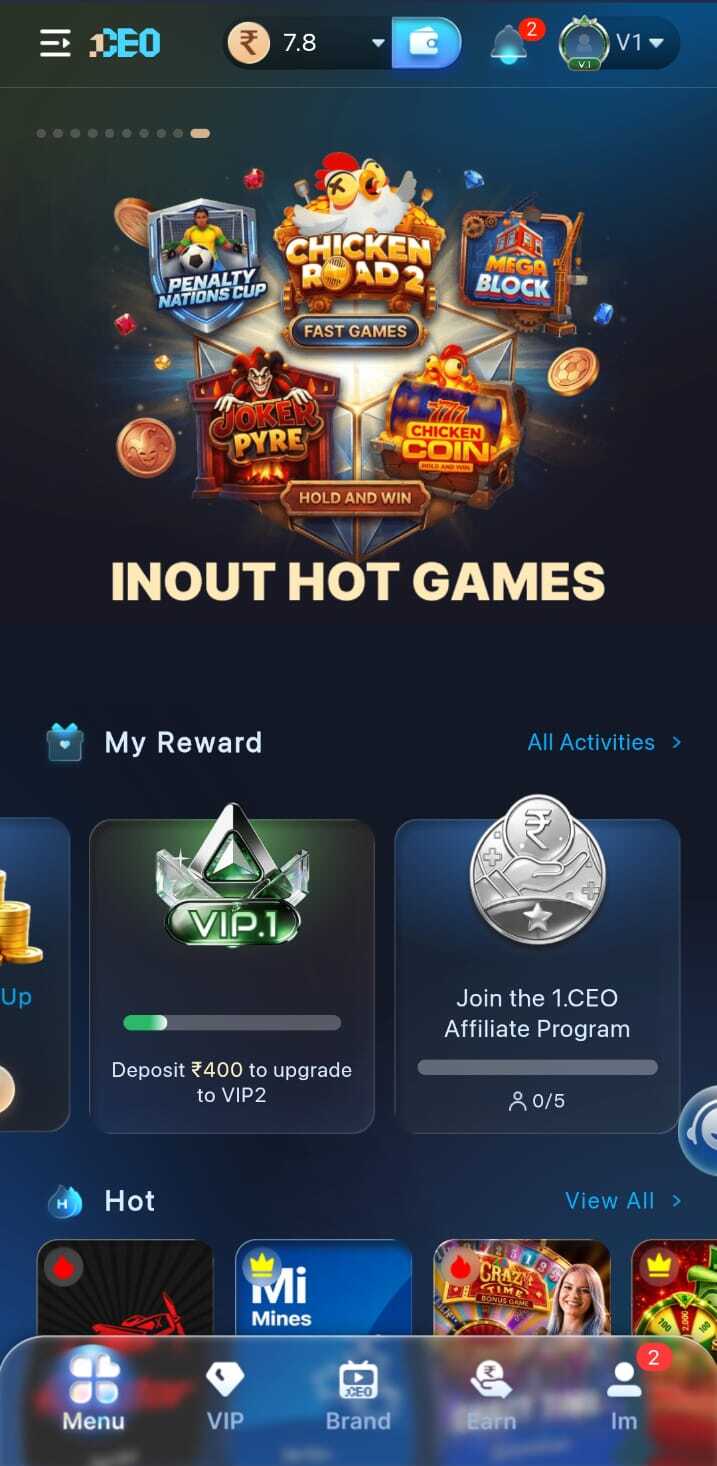 1CEO hot games lobby